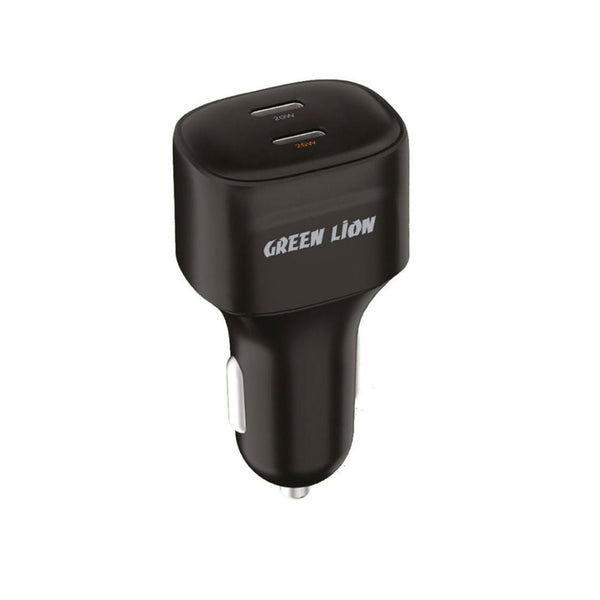 Green Compact Car Charger Dual Port Usb-C Charger  45W