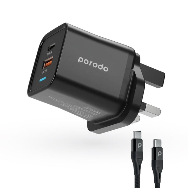 Porodo Dual Port PD Charger 35W Type-C to Type-C 1.2M