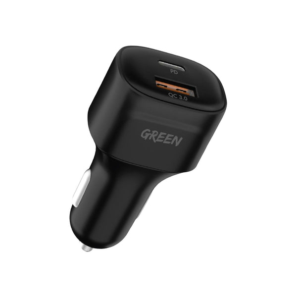 Green Compact Car Charger Dual Port Usb Charger