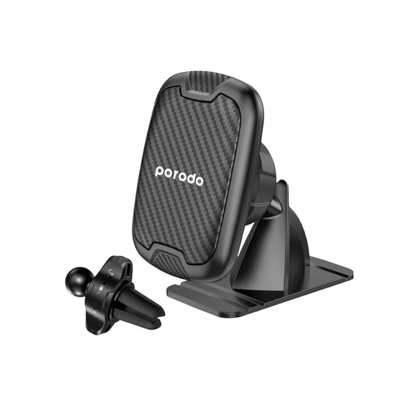 Porodo 2in1 Magnetic Dash Mount Phone Holder-Black