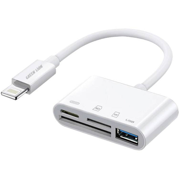 Green 4-IN-1 OTG Lightning  Adapter - White