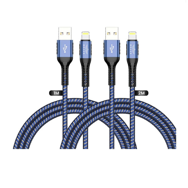 Brave Braided Data Cable USB-A To Lightning Cable 2in1 Pack - Blue