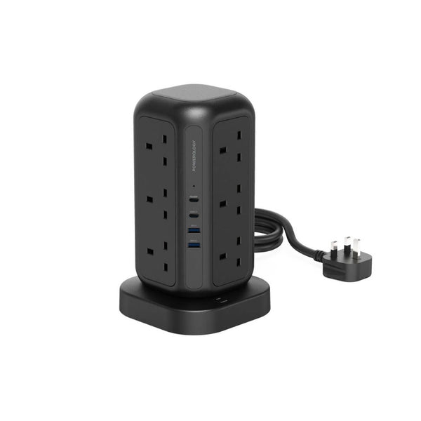 Powerology 12 Socket Multi-Port Tower HUB